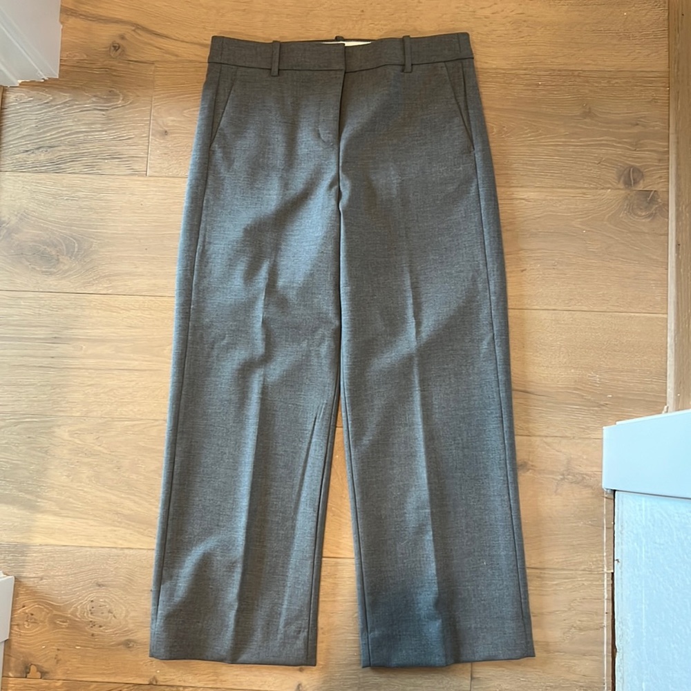 JCrew High Rise Wide Leg Peyton cropped Pant Trouser Grey Tall 10 T10 NWT